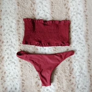 Zaful Swim - NWOT Zaful Maroon/ Deep Red Tube Top Bikini S Zaful Swim - NWOT Zaful Maroon/ Deep Red Tube Top Bikini S